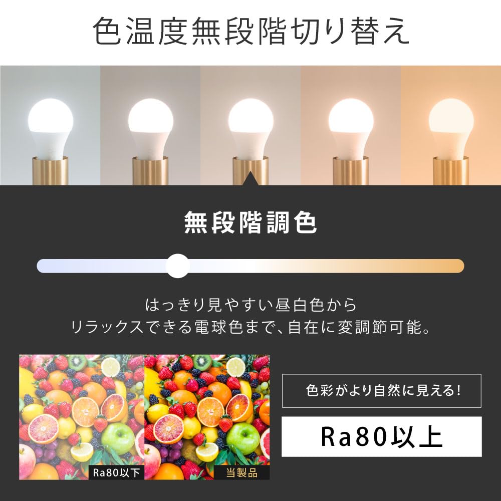 Amazon | LED電球 60W相当 4個 セット リモコン付き 8W E26 直径60mm